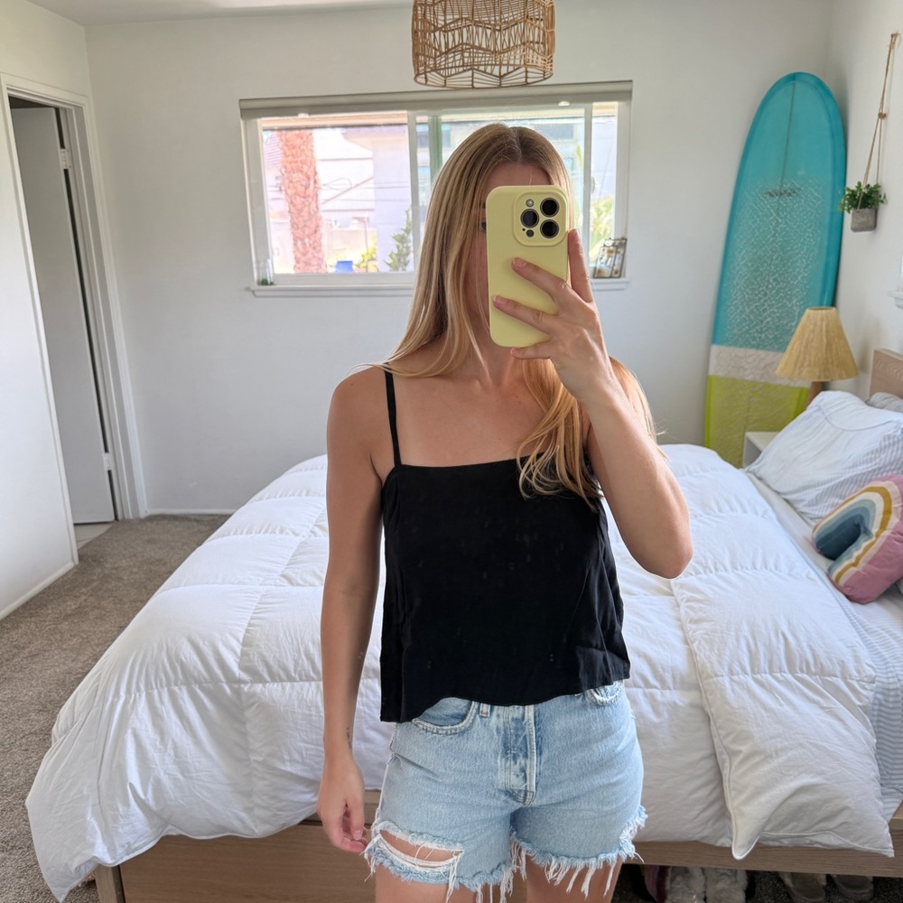 Black Spaghetti Strap Layered Top